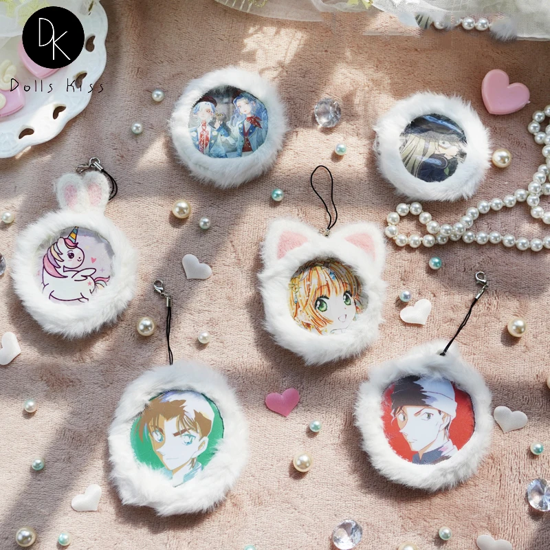 Furry Bunny Ear Badge Case Protective for Pins Ita Bag Accessories Girls Anime DIY Pins Display Decoration Case Ornaments