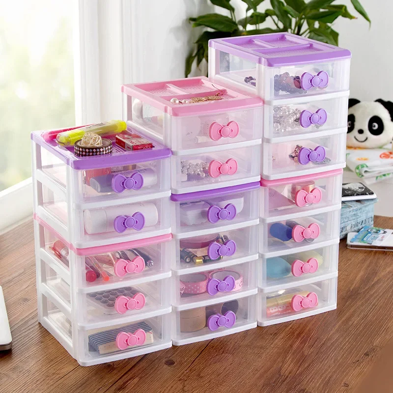 

Small Jewelry Storage Box Drawer Type Plastic Office Desktop Cosmetics Storage Box Multi-layer Storage Cabinet