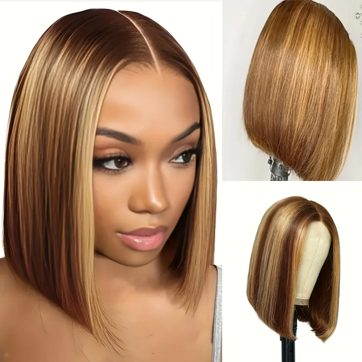 

Women's Straight Bob Wig Gradient Synthetic Fibre Cover for Hand Washing - Ideal for Christmas Valentine's Day