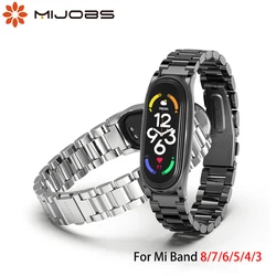 Correa de metal para Xiaomi Mi Band 9 7 6 5 4 3 8 Pulsera inoxidable en Mi Band 8 Correa Miband 6 Xiomi Bend Wristband Accesorios NFC
