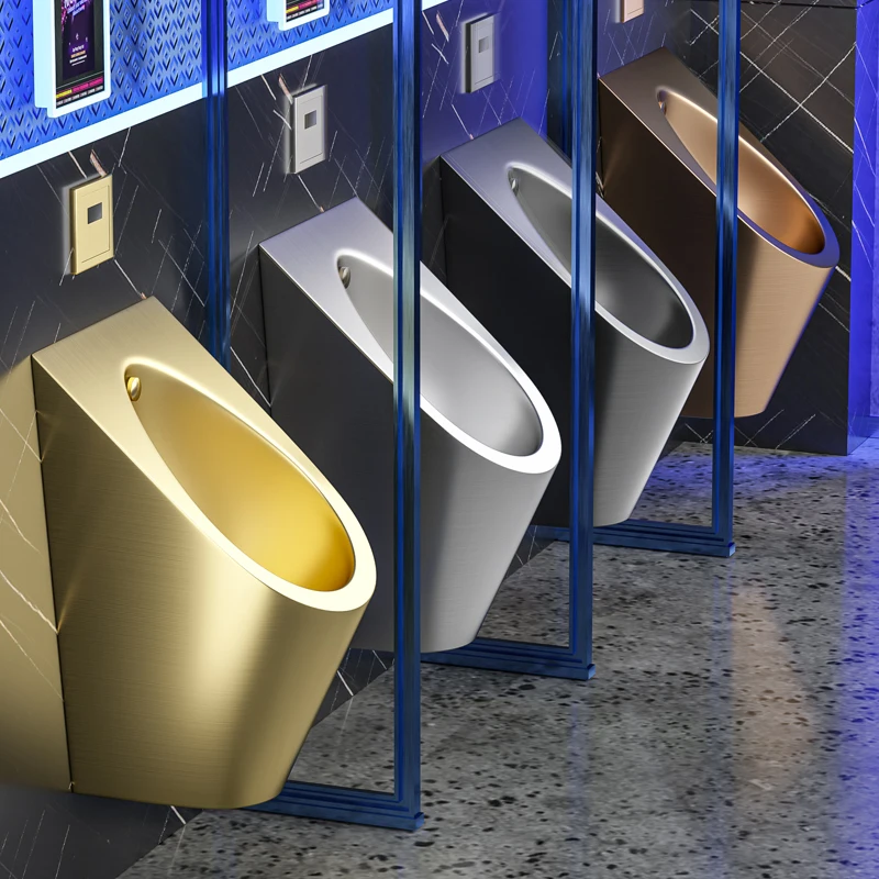 مبولة الحمام المصنوعة من الفولاذ المقاوم للصدأ باللون الأسود الفاخر الخفيف المثبت على الحائط، شريط المبولة التعريفي KTV، مبولة ذهبية #2