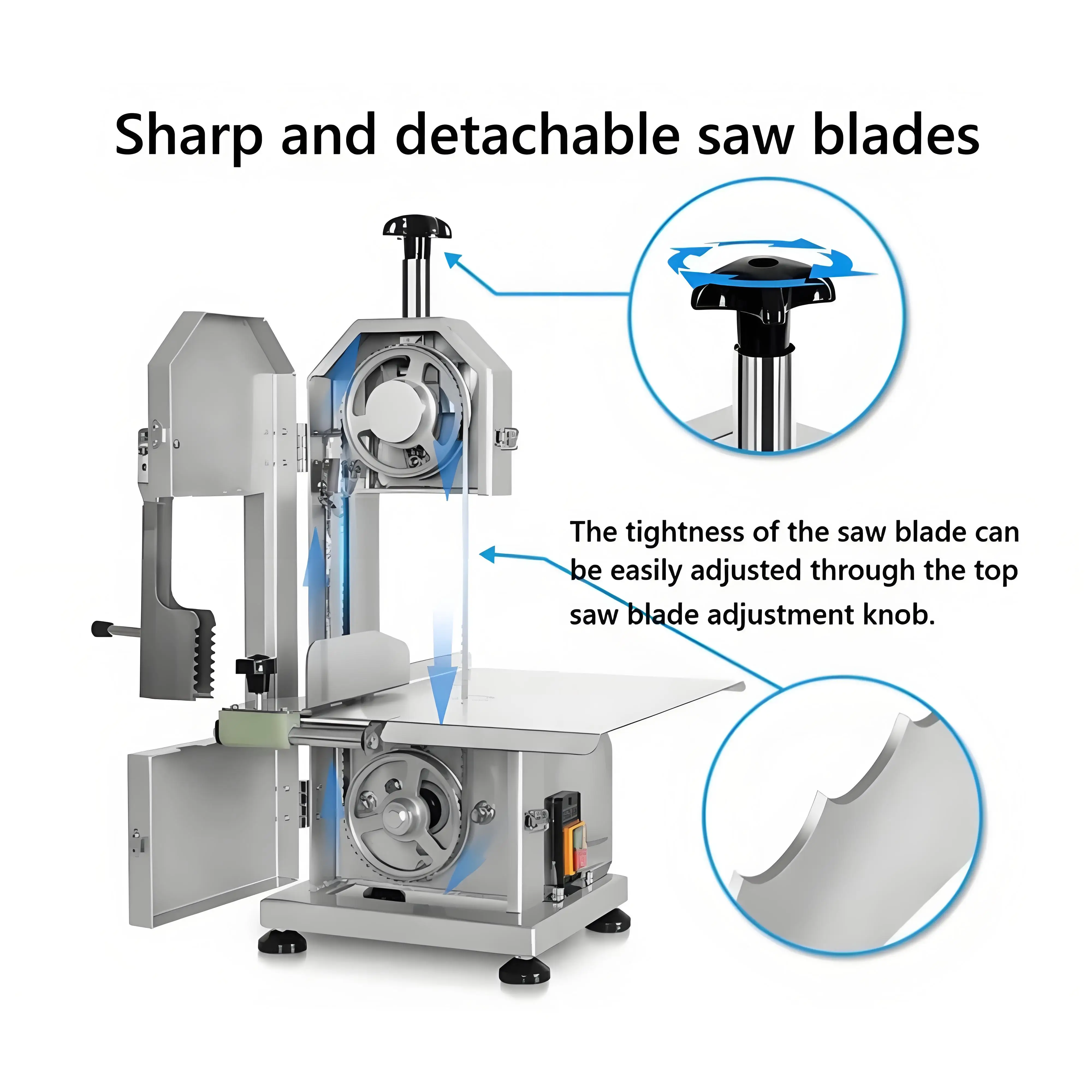Mesin Pemotong Tulang Industri Daging Beku Komersial Listrik, Mesin Gergaji Tulang untuk Tukang Daging