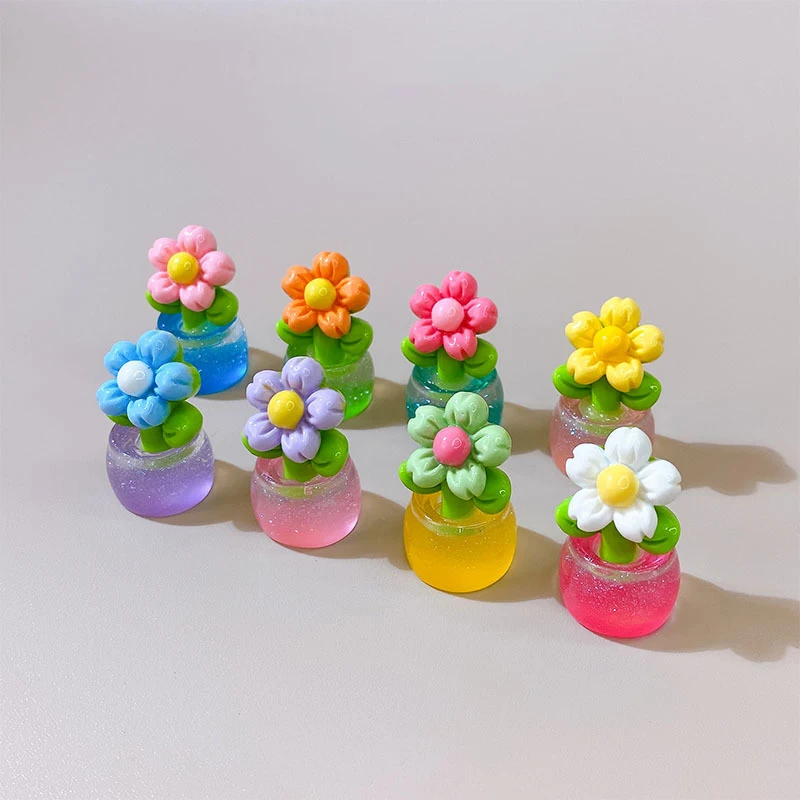 1pc Uminous Flower Potted Plants Ornament Micro Garden Landscape Decoration DIY Resin Glow Toy Home Living Room Bedroom Decor