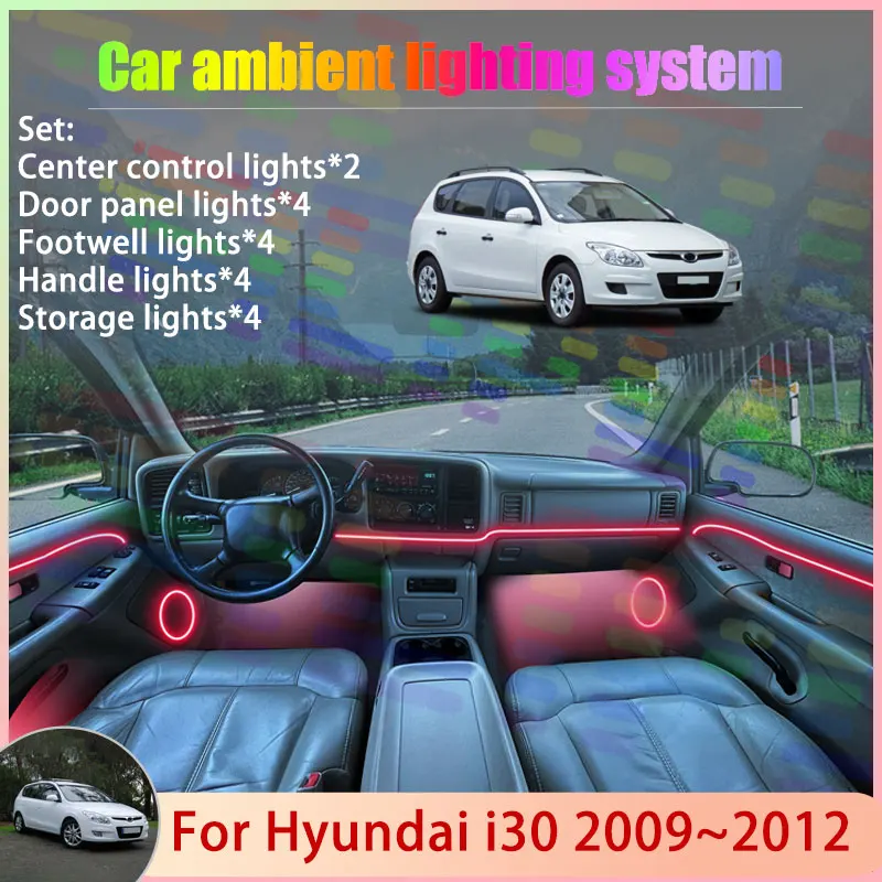

For Hyundai i30 2009~2012 FD MK1 Elantra Touring 2/18 in 1 Car Atmosphere Light Lamp RGB Shade Ensemble Streamer Atmosphere Set