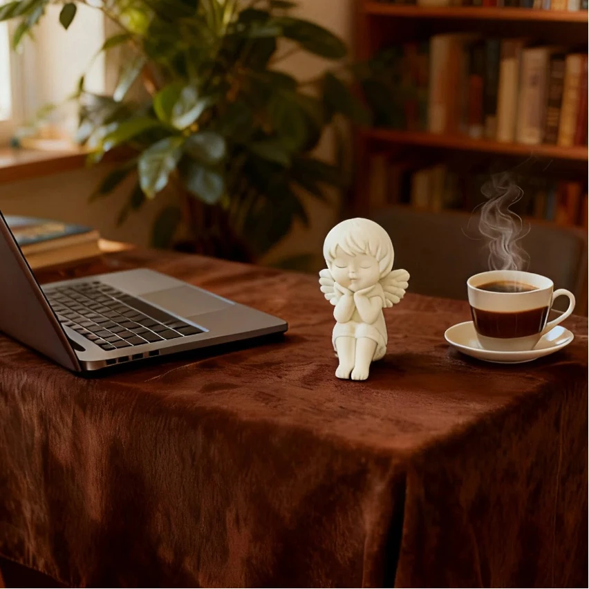 3D Printed Angel Guardian Mini Statue Unique Design Home Decorative Sculpture for Desktop Or Garden