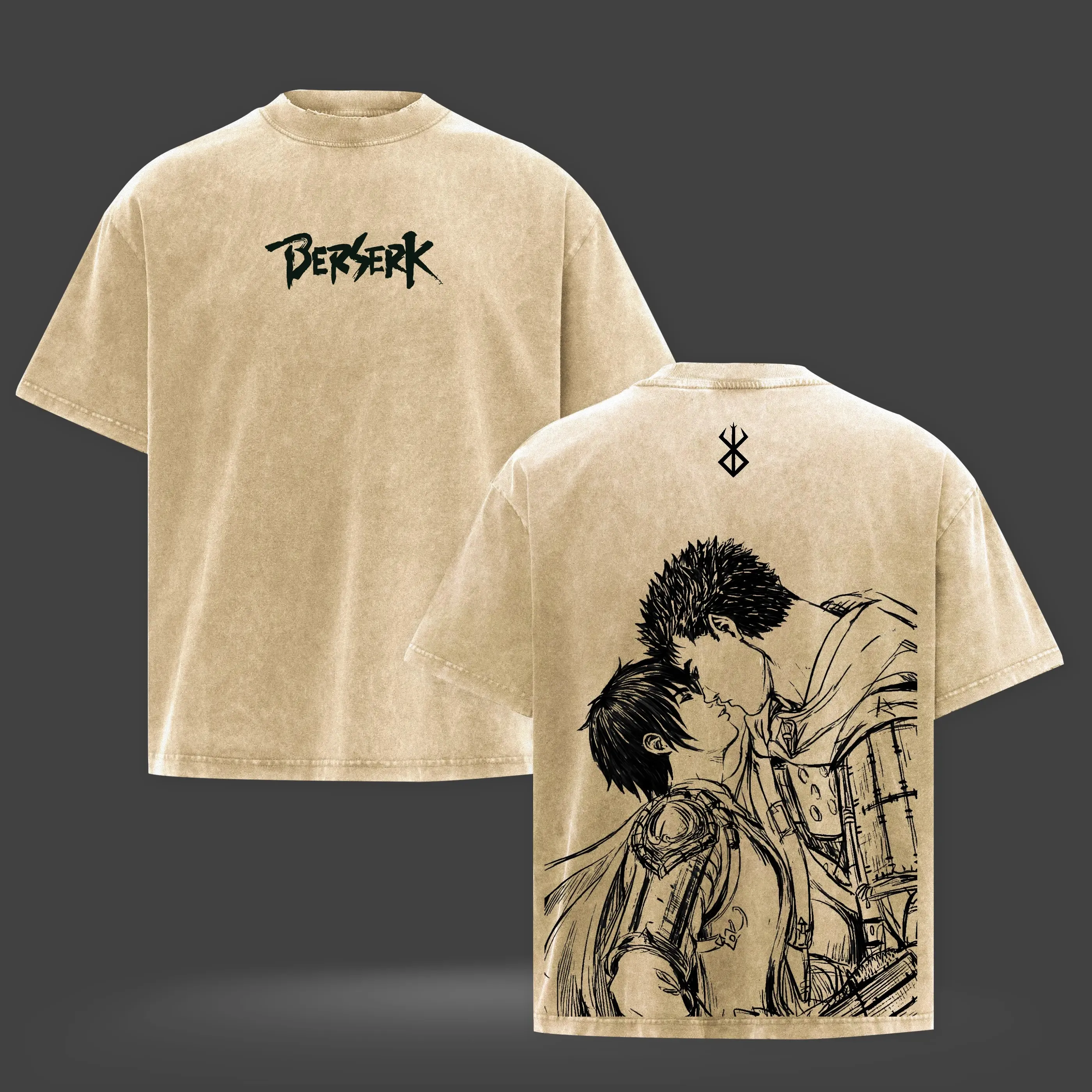 Berserk Guts Casca Anime T-shirt Y2k Vintage Washed Oversized Tee Tops Summer High Quality 100% Cotton Tshirt Men Women Clothing