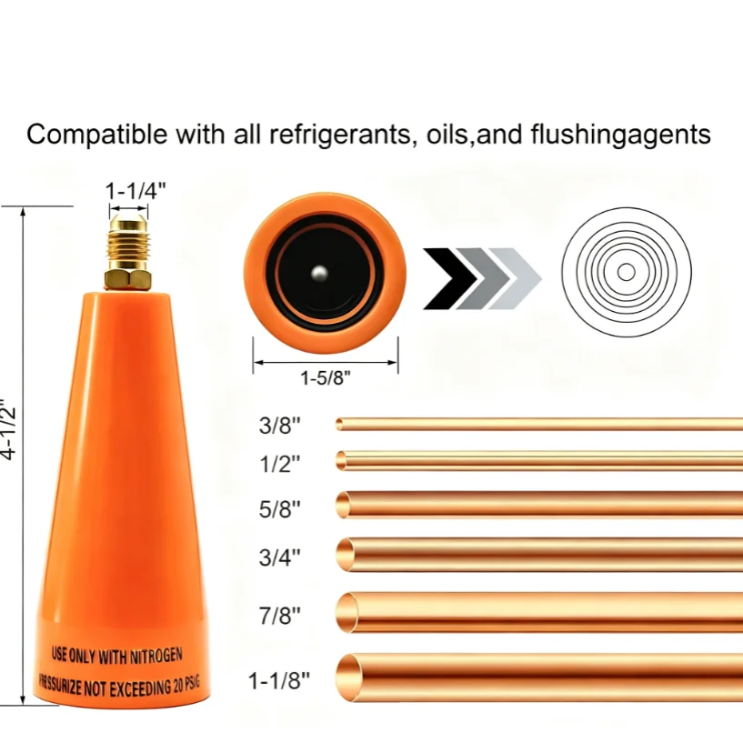 For HVAC Nitrogen Purge Boot for Reducing Internal Oxidation During Brazing Fits 3/8-1-1/8in ACR Tubing 1/4 Connection