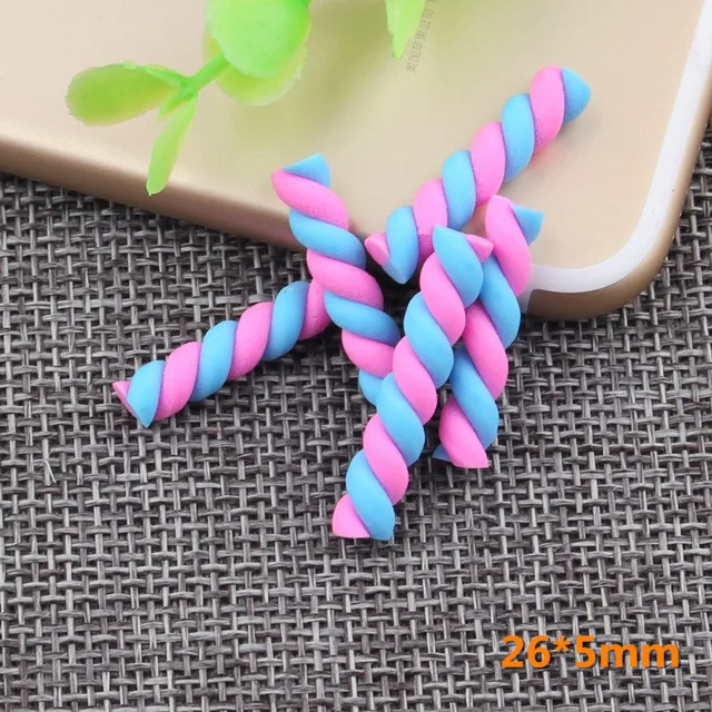 10 stücke Kawaii Spirale Marshmallow Süßigkeiten Polymer Clay Cabochon Flatback Für DIY Telefon Dekoration – Detail 24