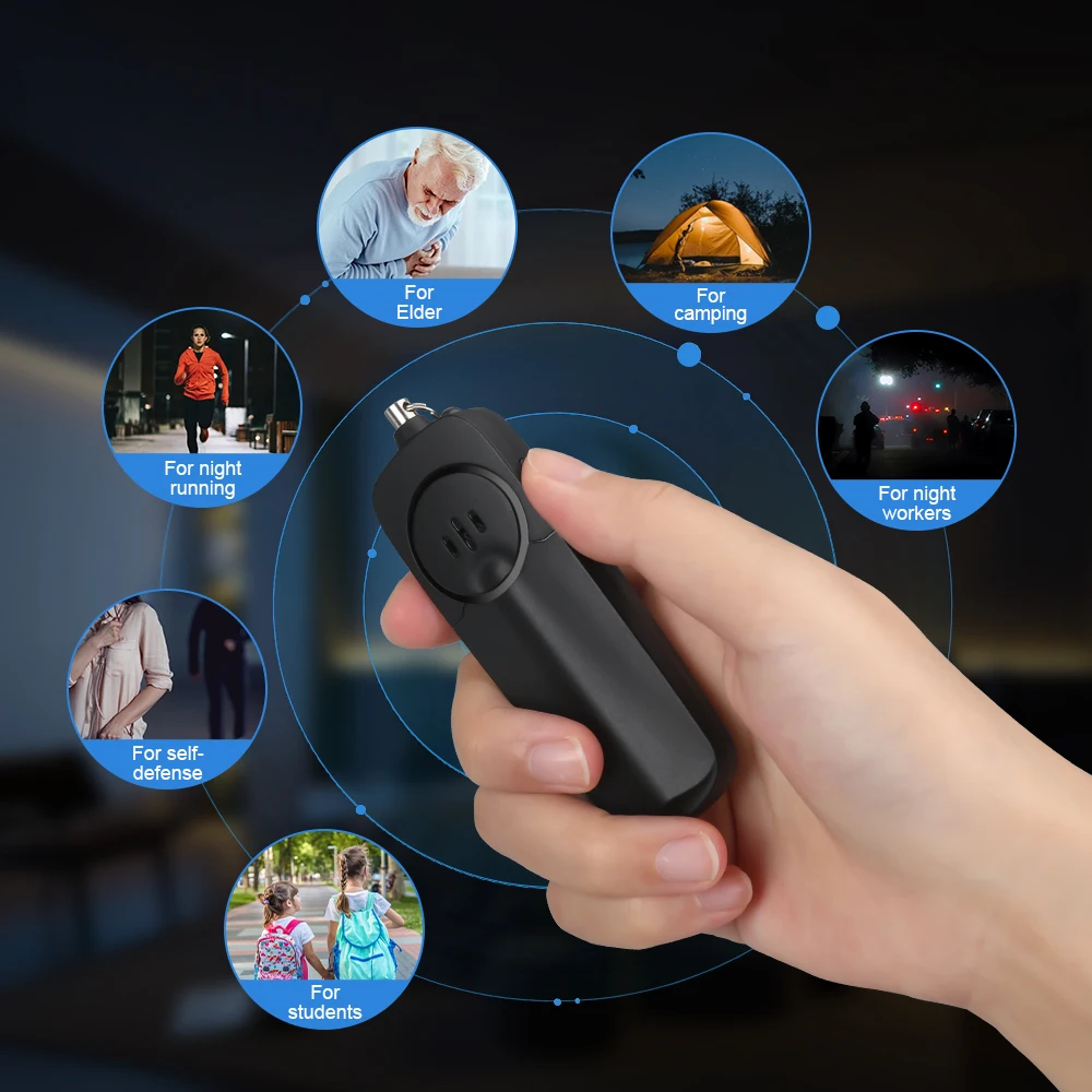 Hollarm Self Defense Alarm 130dB With LED Light Rechargeable Self Defense Woman Safety Alarm Emergency Anti-Attack Keychain