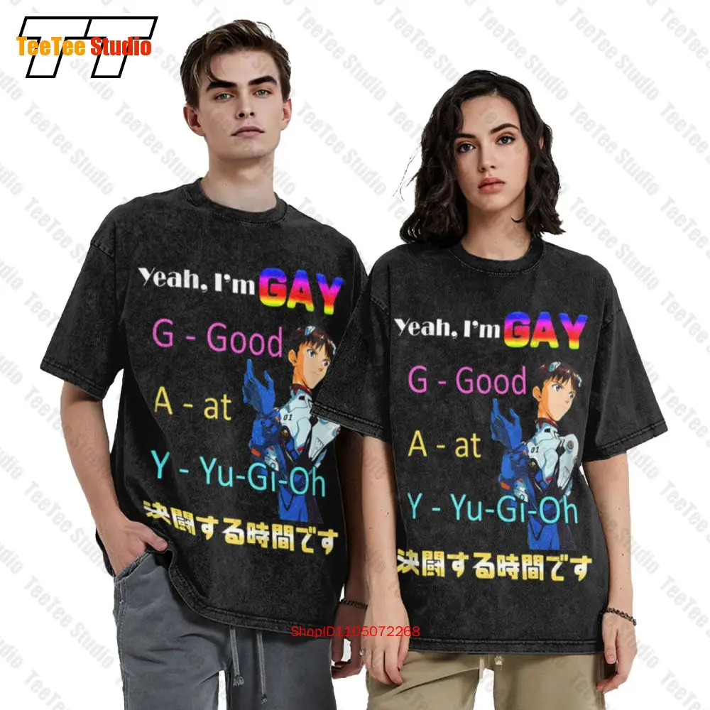 نعم أنا مثلي الجنس G Good A At Y Yu Gi Oh Vintage تي شيرت كبير الحجم تي شيرت F8HV