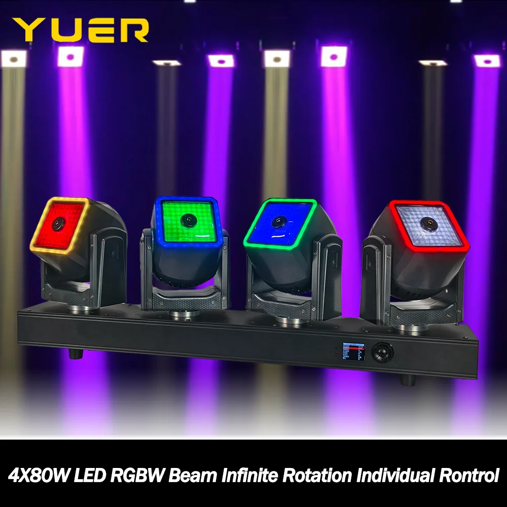 

4X80W светодиодный RGBW бесконечное вращение с индивидуальным управлением, подвижный головной светильник с кольцевым эффектом мытья DMX512 для DJ Disco Party Bar