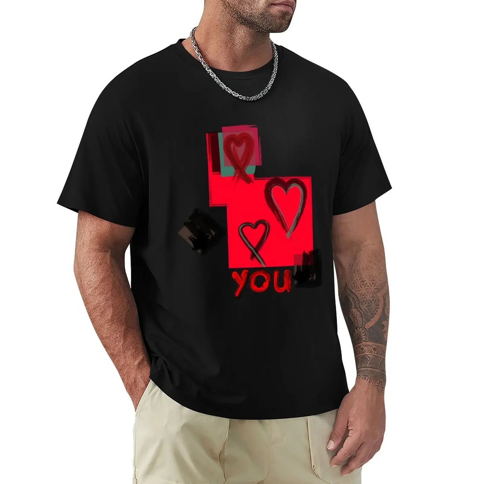 Heart On You Print - Red Combo T-Shirt shirts graphic tees summer clothes customs tees mens graphic t-shirts anime