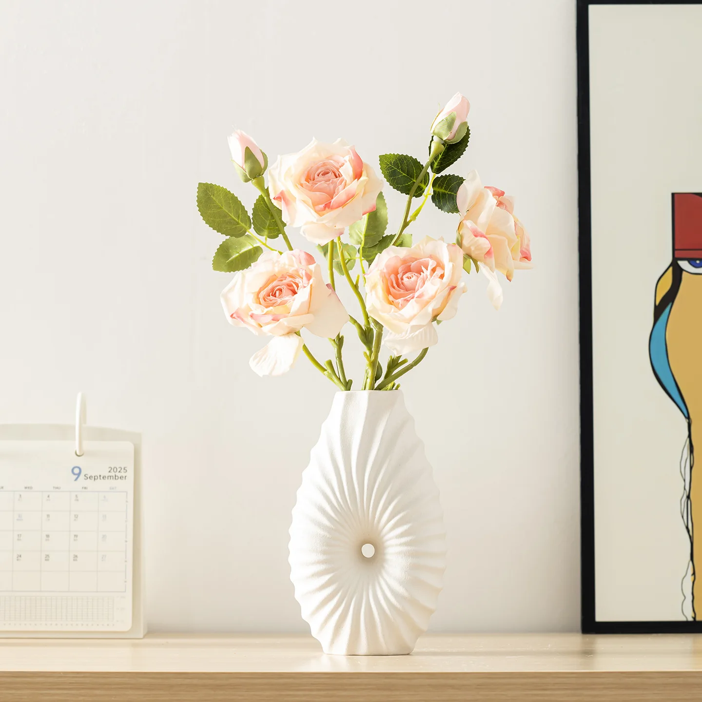 Wave Pattern Pointed Mouth Flower Arranger Creativ Ceramic Vase Home Decor Desktop Elegant Art Ornament Household Wholesale Vase
