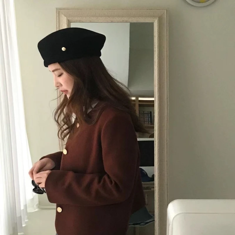 قبعة فادورا الموضة للمرأة 100% قبعة صوف للنساء شتاء شعبي لحفلات الزفاف وحفلات الكوكتيل قبعة مستديرة عالية الجودة فاتحة فام #3