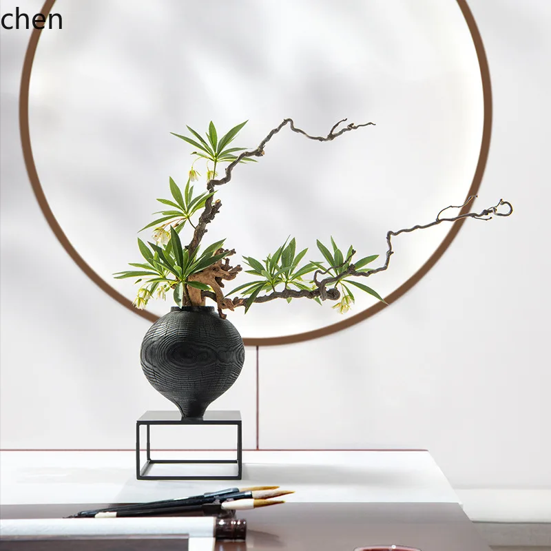YFY New Chinese Style  Wabi-Sabi Zen Artificial Dead Branch Green Plant Bonsai Floral Art Club Tea Room Hotel Soft  Ornament