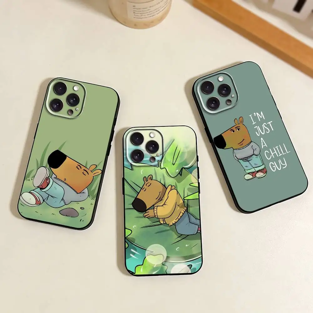 Just A Chill Guy Phone Case For iPhone 17,16,15,14,13,12,11 Plus,Pro Max,XS,Soft Silicone Black Cover