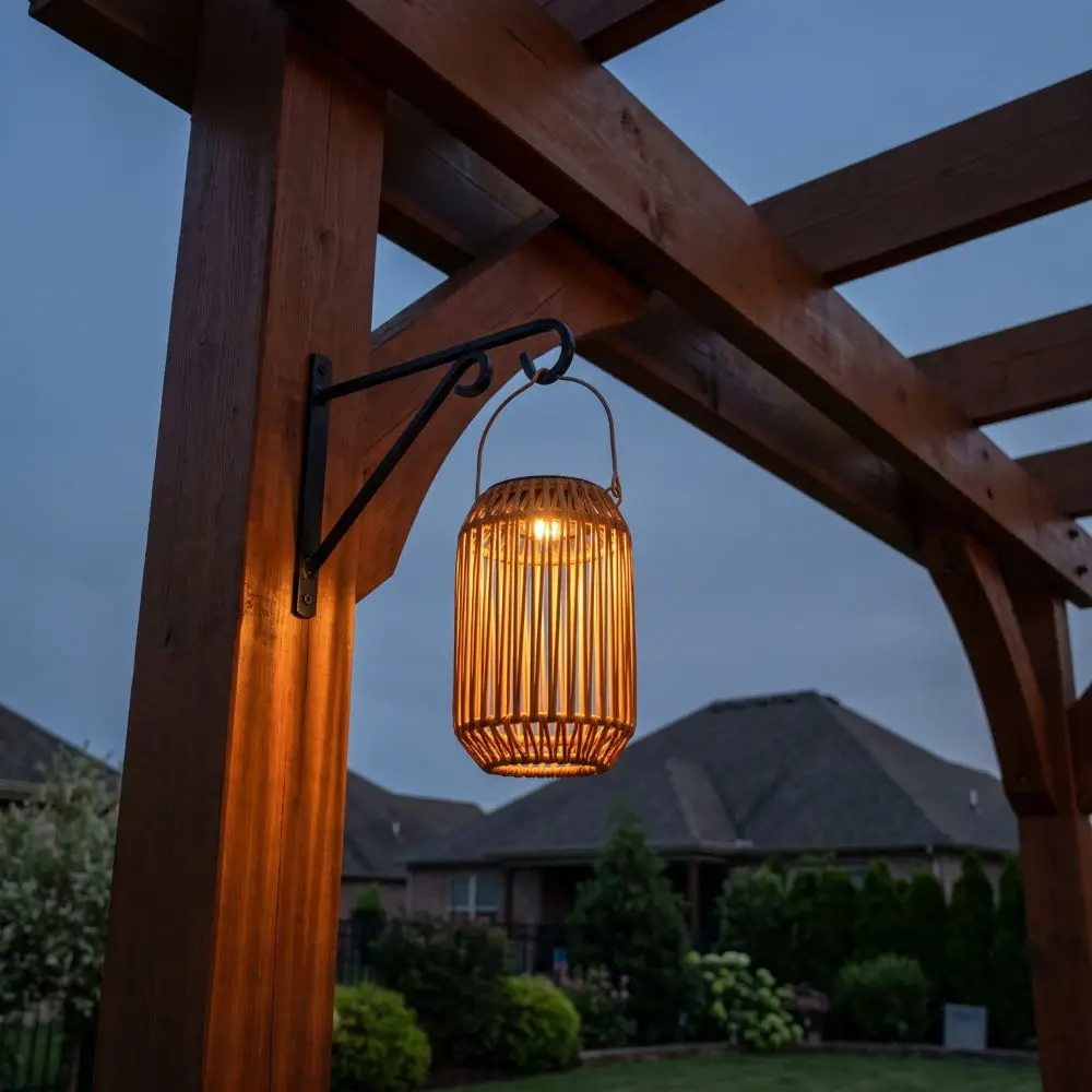 Decorative Outdoor Waterproof Solar Lanterns Hanging Rattan Solar Lights Woven Decorative Lighting Boho Lamp Porch