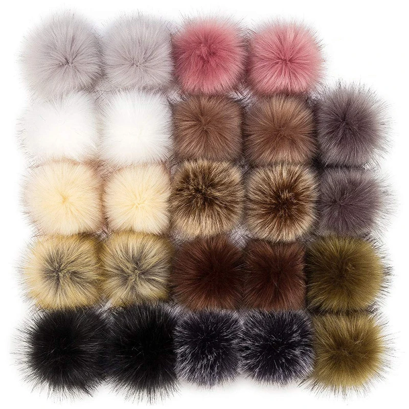 12 Stück 8 cm Plüsch-Fuchspelz-Bommelbälle, künstliche, flauschige, weiche Pompons, Kunstfell-Pom-Poms für DIY-Mütze, Haarballen, Schal, Kleidungsversorgung