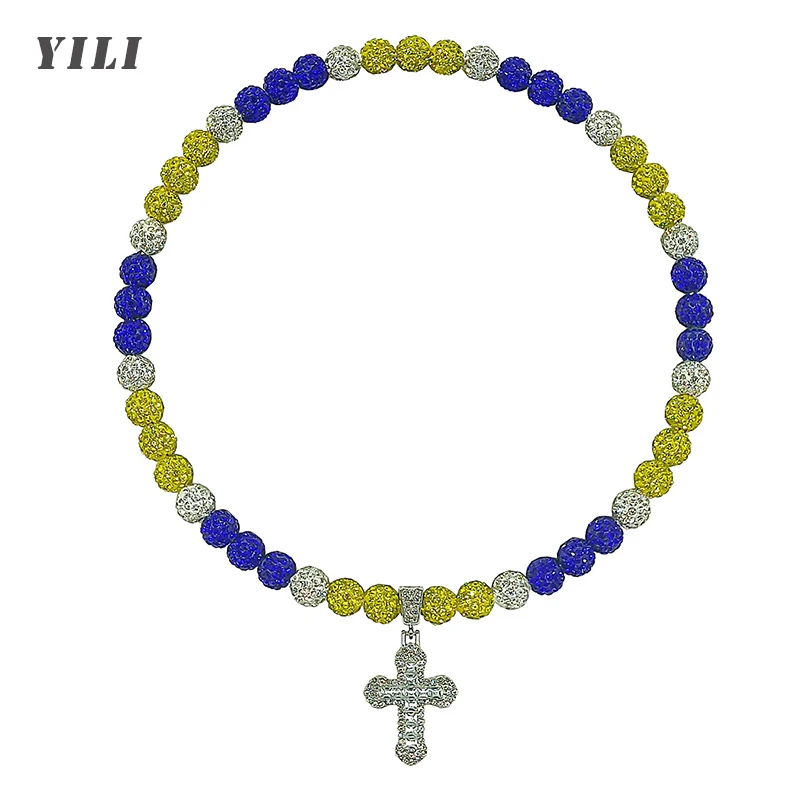 

Baseball Necklace for Men Bling Ice Collection Baseball Cross Pendant Necklace Rhinestone Discoball Baseball Team Players Lover