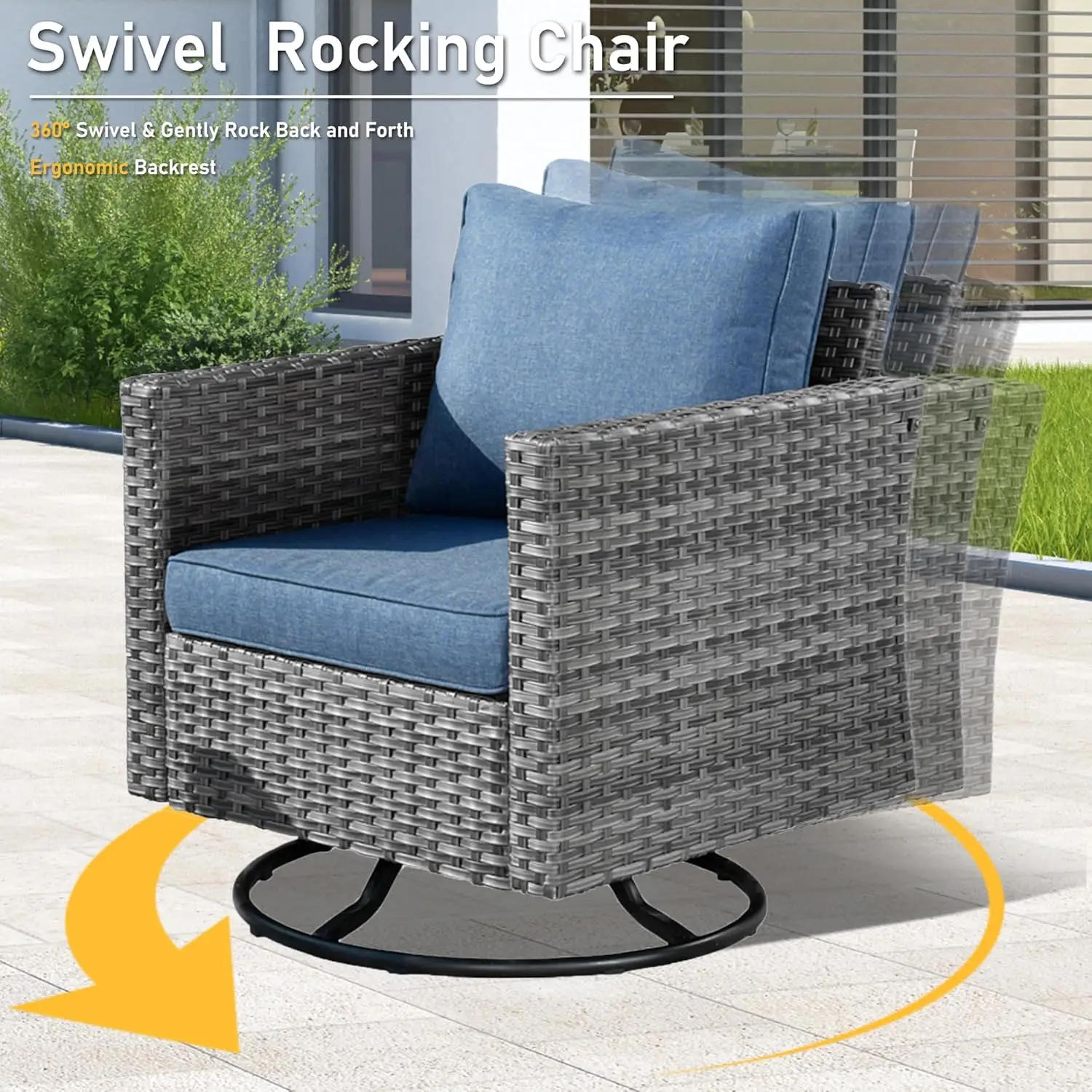 Wicker Patio Conversation Sets with Chairs,All Weather Resistant Modern Outside Out Door Rattan Couch Chairs Side Table Set