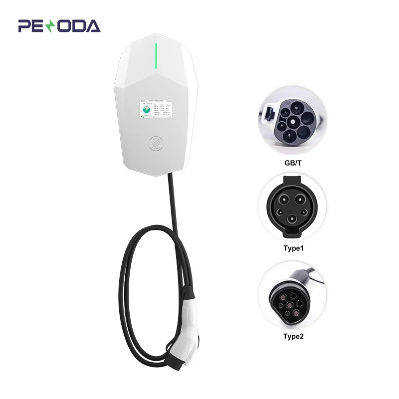 PENODA Ev Charger 11kw Ev Charger Type 2 3 Phase 16a 110v Gbt Wall Box Wifi Rfid Control 11KW 22KW