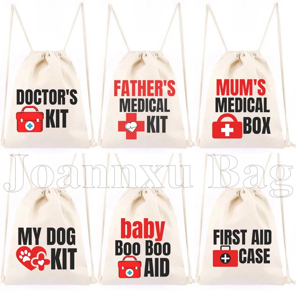 

Cute Empty Mum's Father's Doctor's Medical Kit Emergency First Aid Kit Print Drawstring Bags Soccer Backpack Gym Sackpack Gifts