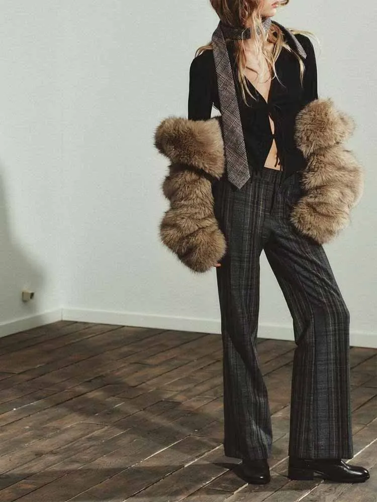 

European and American style winter new fashion women's casual tie-front simple long-sleeved velvet effect tie-front shirt