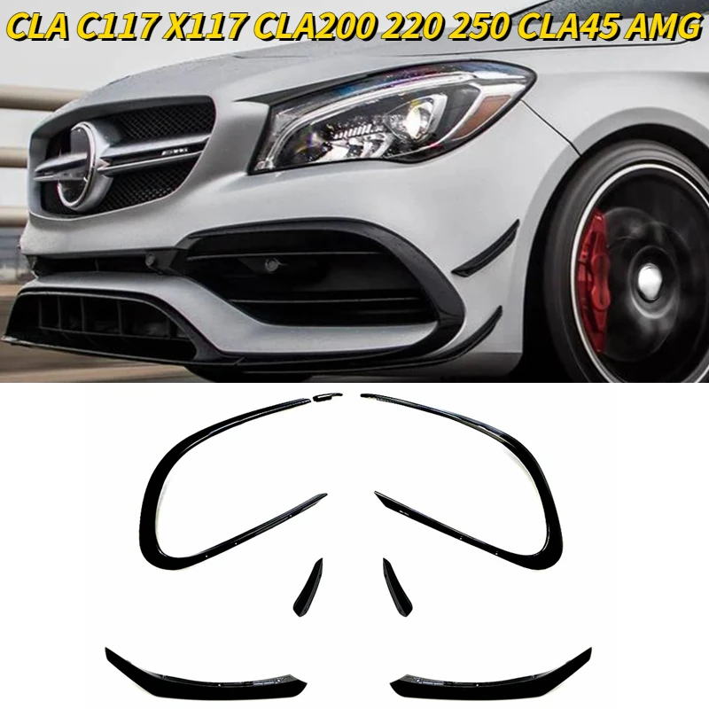 

4Pcs Car Front Bumper Side Spoiler Splitter Air Blade Tuning For Mercedes Benz CLA C117 X117 CLA200 220 250 CLA45 AMG 2015-2018