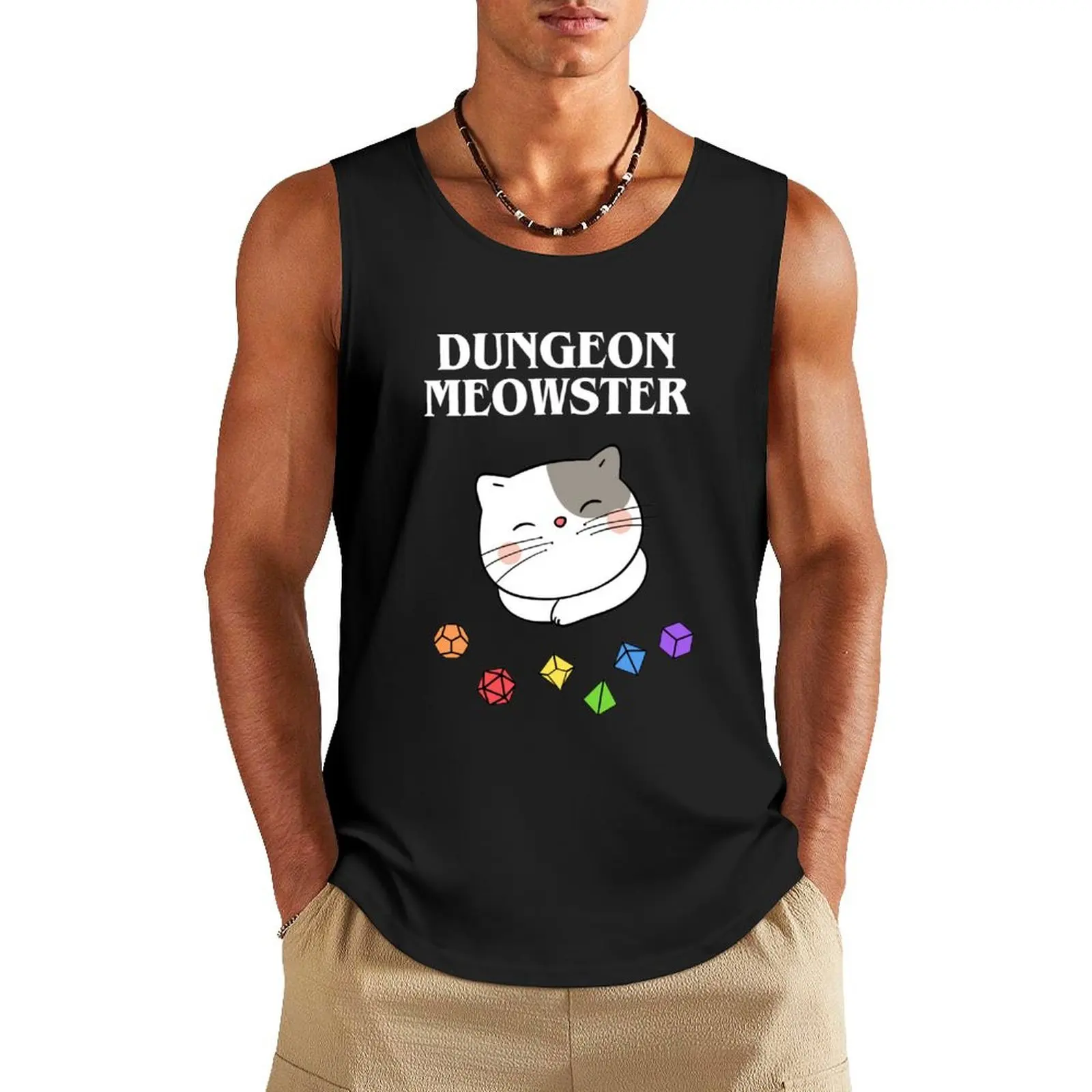 

Kawaii Cat Dungeon Meowster Tank Top running shirt underwear cotton t-shirts man T-shirt man