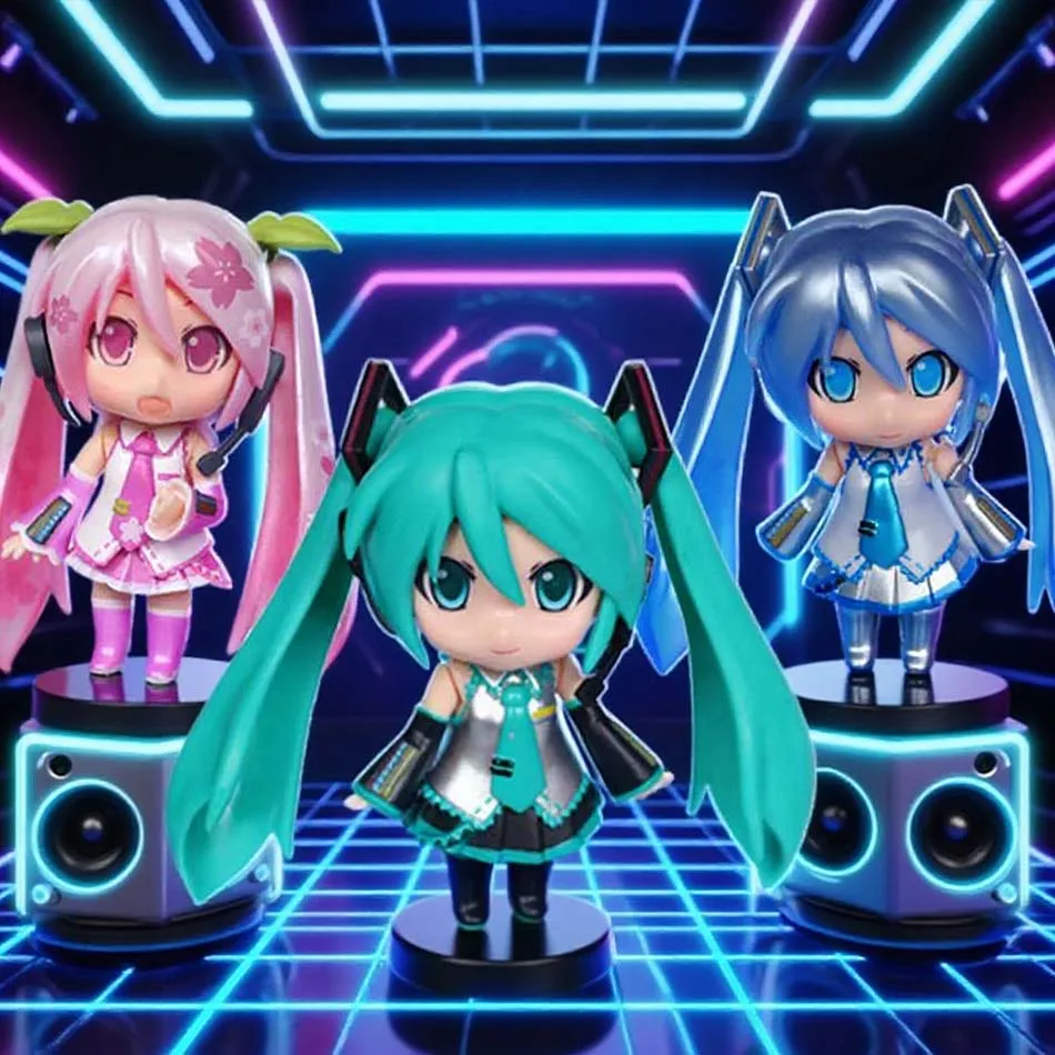 ฟิกเกอร์อนิเมะใหม่ ฮัตสึเนะ มิคุ ตัวละครจิ๋ว ของตกแต่งน่ารัก สีชมพู สีเขียว ฮัตสึเนะ ของตกแต่งบ้าน ของเล่นสำหรับผู้ใหญ่ ของขวัญวันเกิดสำหรับเด็ก