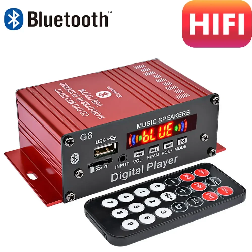 

HIFI Sound Amplifier 2.0 Channel Bluetooth Amplifier CD DVD MP3 USB TF Input for Home Theatre SystemMini Stereo Amp for Car