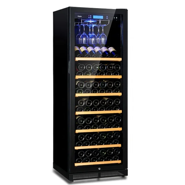 85 Bottle 24 Inch Freestanding Wine Cooler Beer and Wine Fridge with Hanging Cup Rack for Home Bar Kitchen Storage System