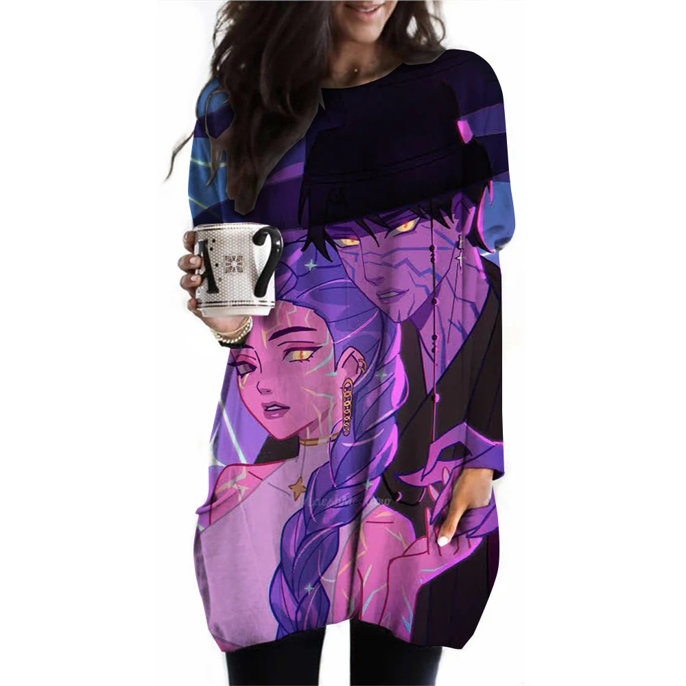 

Women's Spring and Autumn New S-3XL Large T-shirt Solid Color Long Sleeve Loose KPop Demon Hunters Casual Harajuku Waist T-sh
