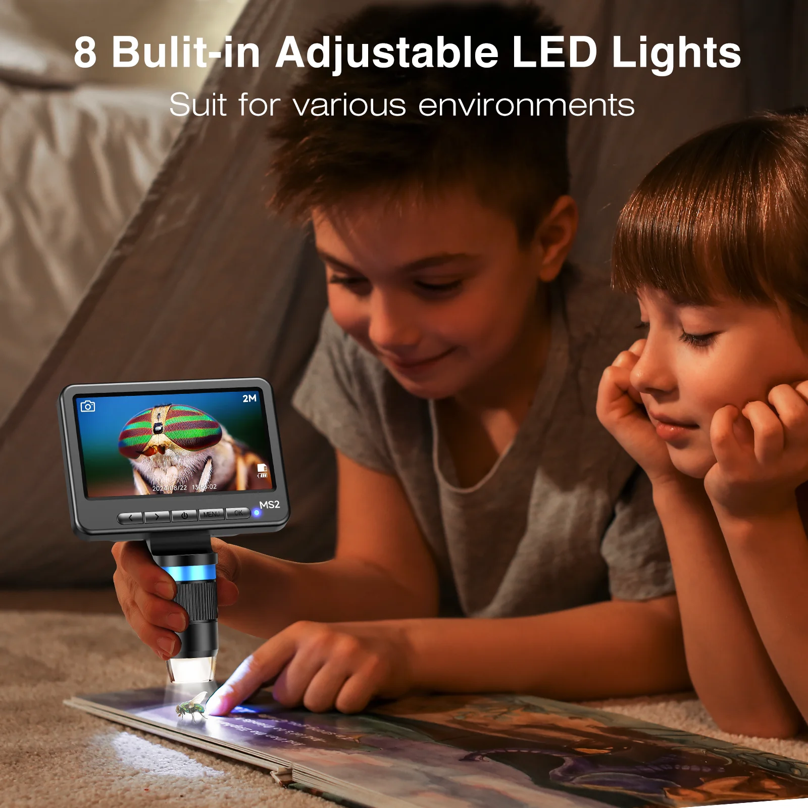 مجهر رقمي 5 بوصة 1200X مجهر USB مع 8 المصابيح 1920p مجهر لحام للإصلاح متوافق مع نظام التشغيل Windows/Mac OS #5