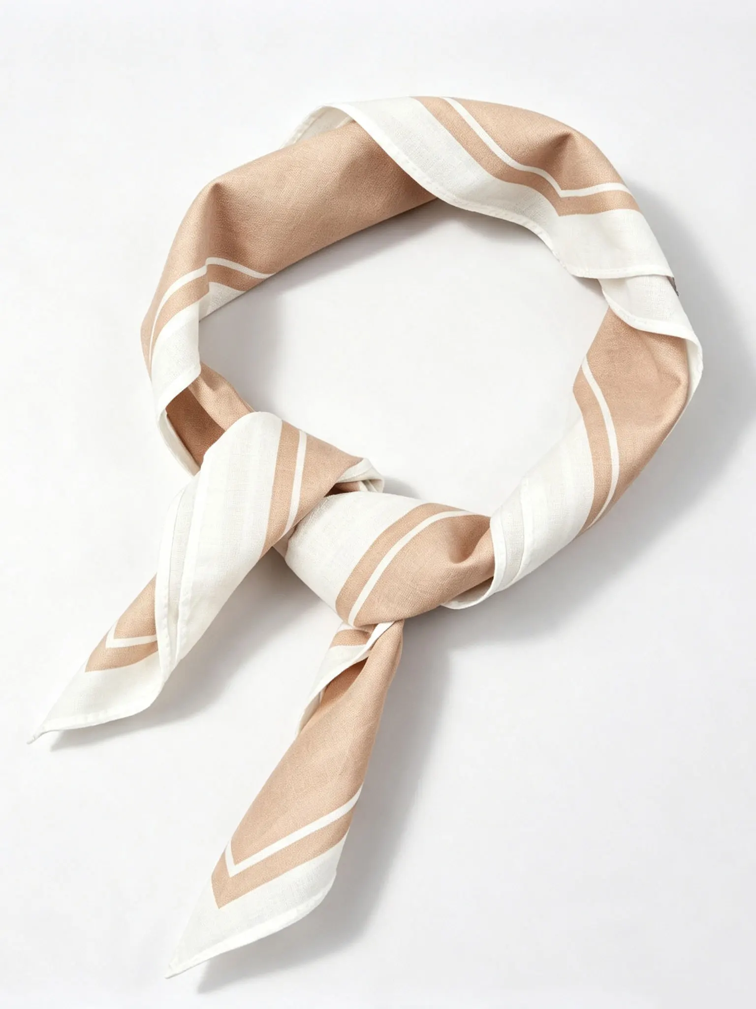 Business Casual Single Stripe Scarf Women's Shawl Beige Brown Decorative Fashion Accessory Elegant Office Wear