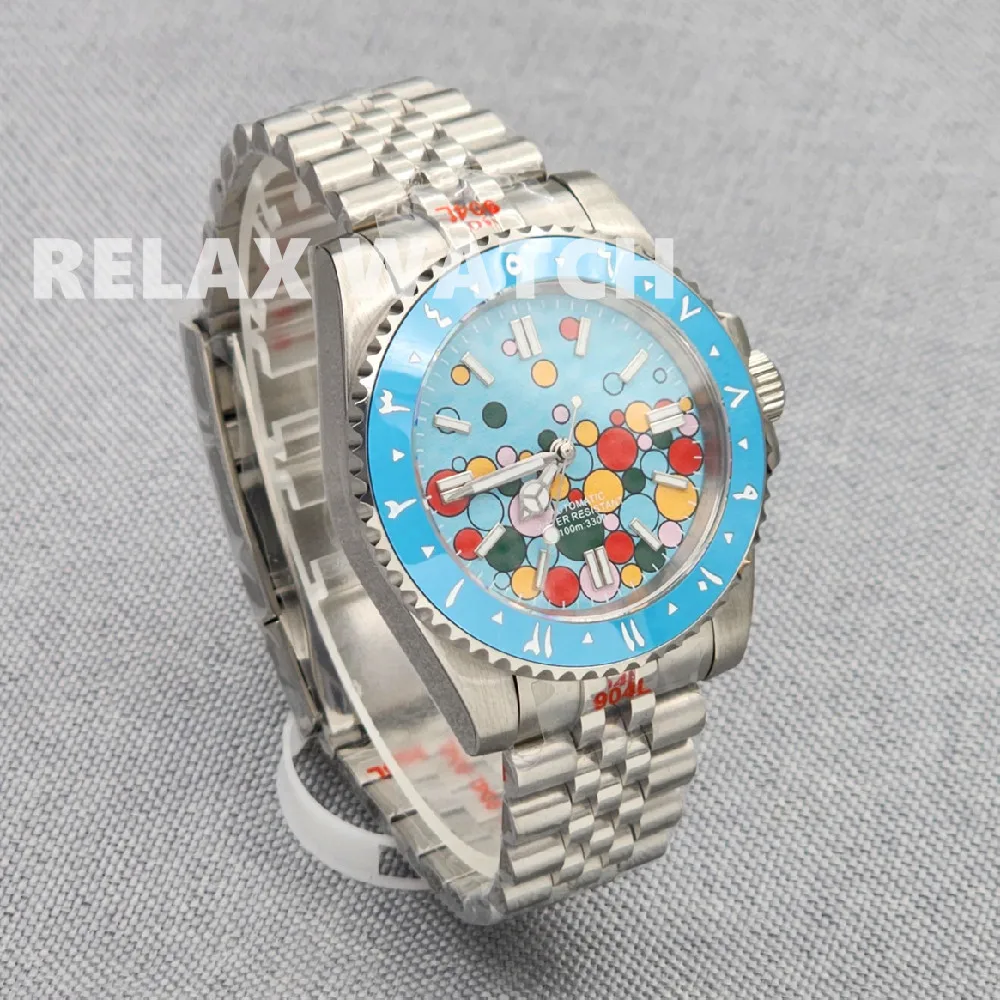 2023 New Design 40MM Sapphire Glass Stained Balloon Dial Stainless Steel Watch Japan NH35 Automatic Movement A1