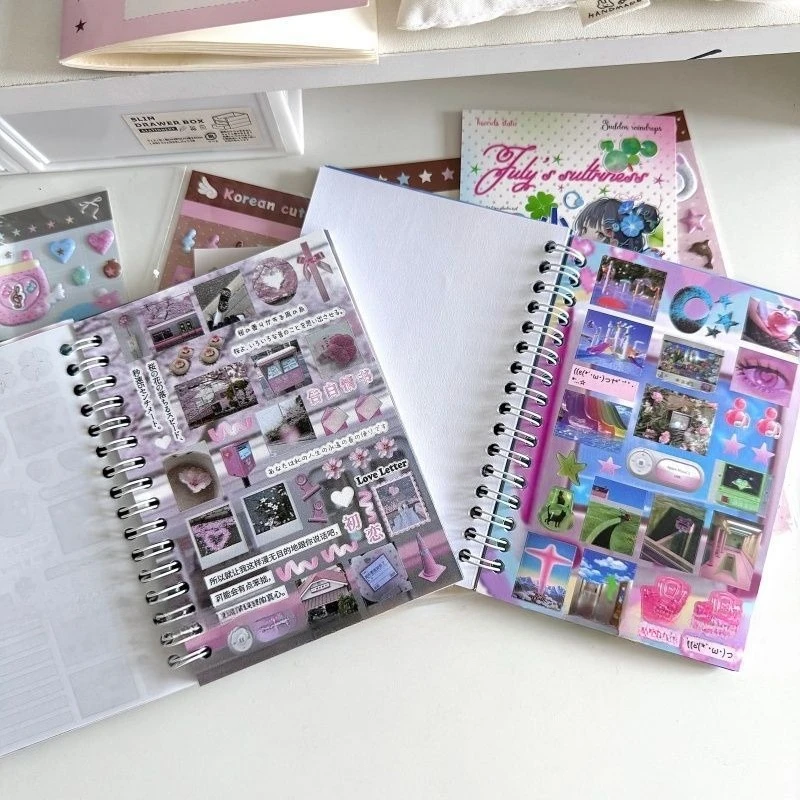 30pcs/book Cut Film Coil Sticker Book Y2K DIY Photo Frame Scrapbook Notebook Handbook Material Decoration Stickers Stationery