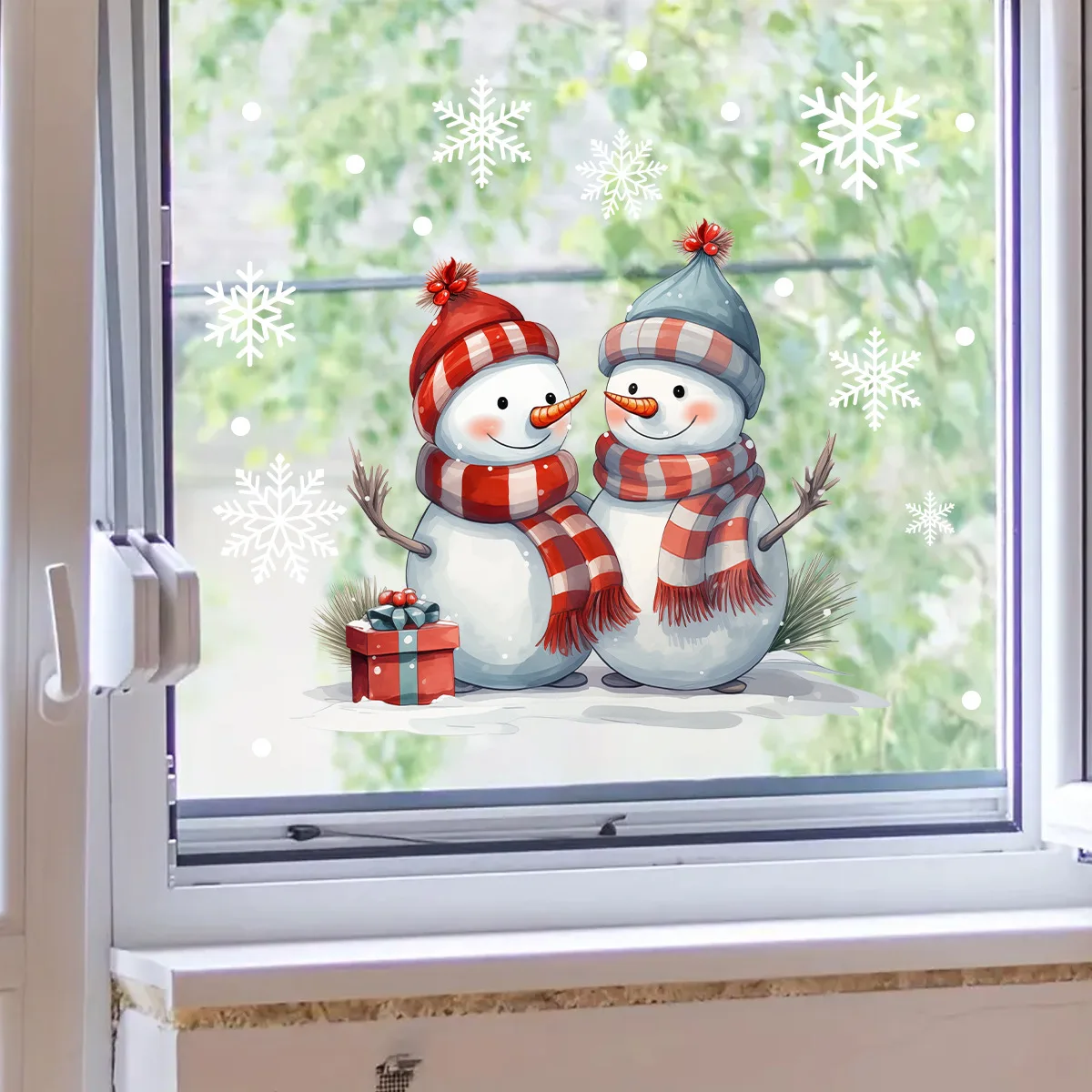 Cartoon Christmas Window Sticker Decoration 2025 New Year Snowman Santa Claus Home Kids Room Wall Glass Static Sticker Removable