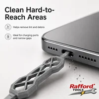 Nettoyeur de ports de charge portable Rafford, outil de dépoussiérage double embout USB-C pour téléphones USB-A, USB-B, USB-C 3
