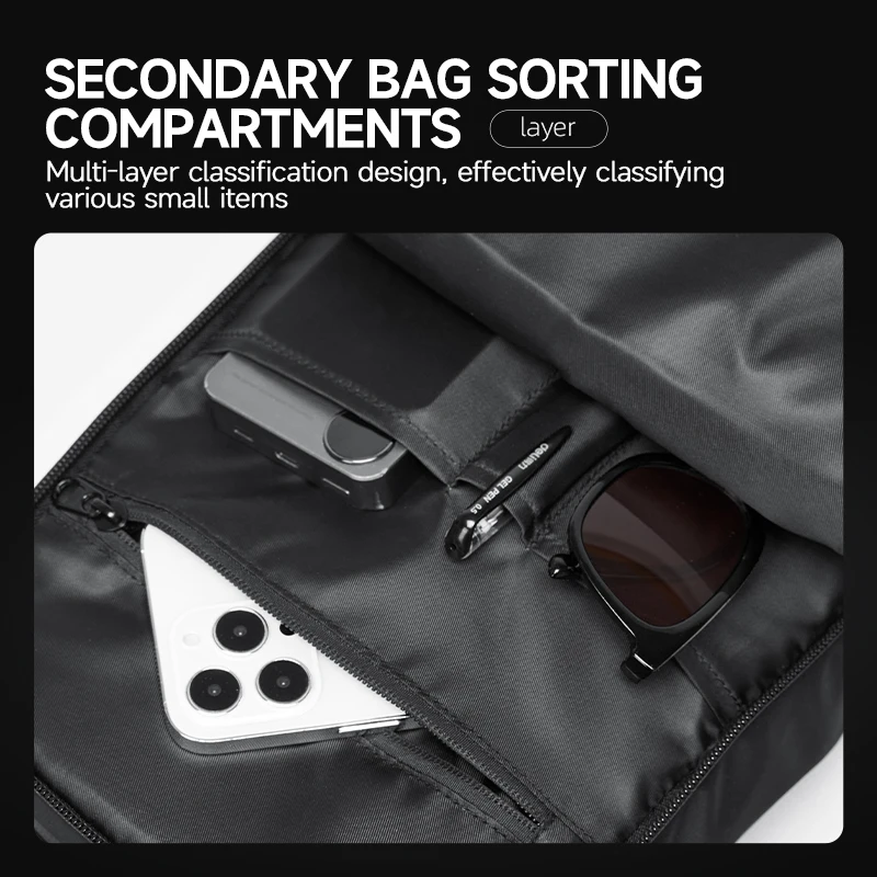 Men's Crossbody Bag Business Travel Messenger Bag PVC Waterproof Chest Bag With Zipper Hidden Pocket Fit Outdoor Sport Running