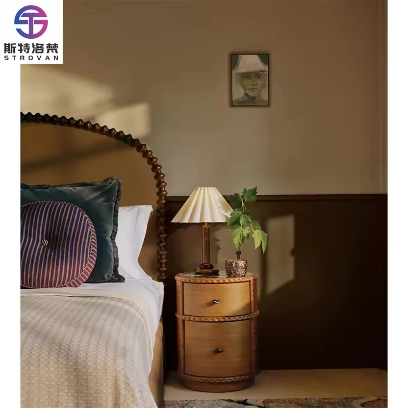 

Luxury Wooden Teak Modern Eco-Friendly Durable Drawer Apartment Hotel Bedroom Furniture Midcentury Closed Side Table