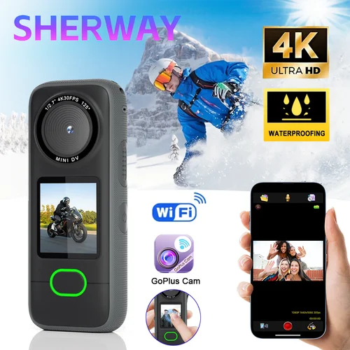 Cámara de acción Wifi 4K, Mini cámara deportiva, pantalla táctil impermeable, cámara deportiva HD para viajes, grabadora de conducción de motocicleta, Bodycam