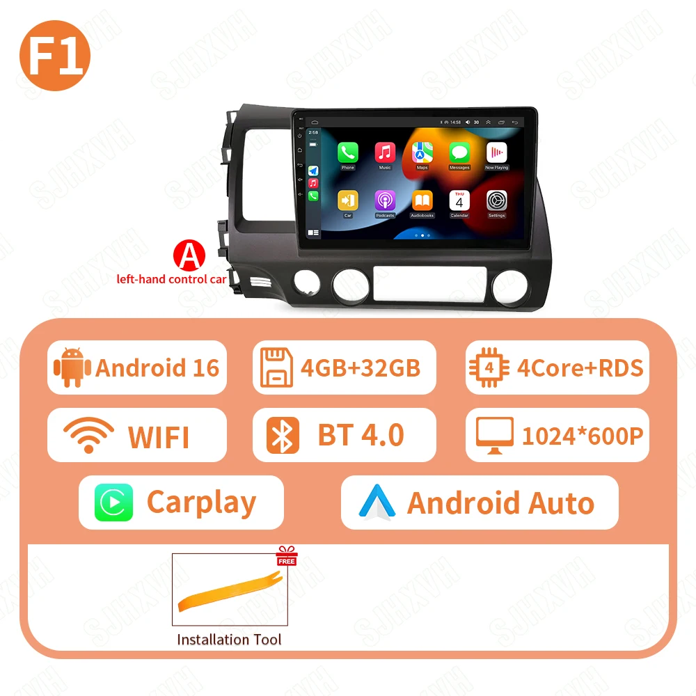 Android 16 Autoradio Radio Voor Honda Civic 8th 2005 2006 2007 2008 2009 2010 2011 Multimedia Draadloze Carplay Android Auto