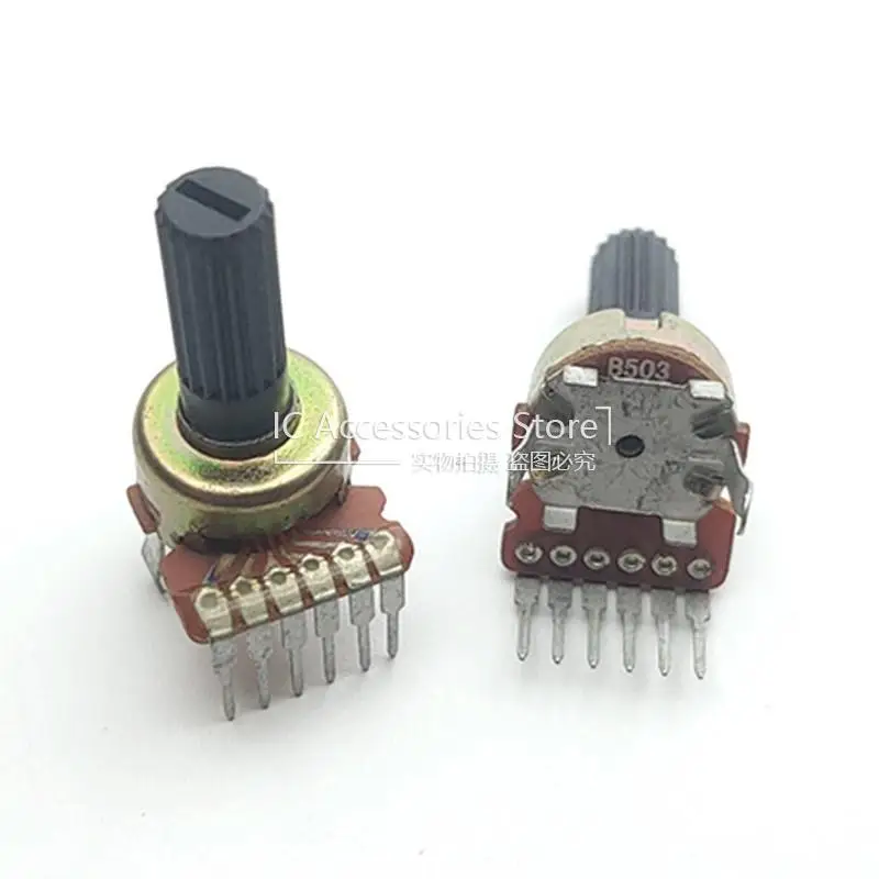 5PCS B50K B503 121 Typ Duplex Audio Power Verstärker Carbon Film Potentiometer 6Pin Isolierte Blume Welle 15MM lange