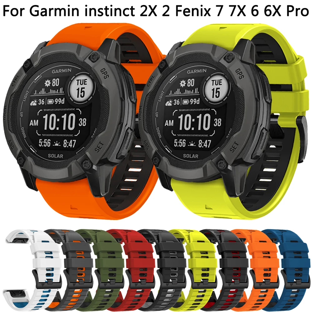 Ремешок для наручных часов QuickFit, силиконовый браслет для Garmin instinct 2X 2 Fenix 7X 7 6X 6 Pro 5X 5 Plus Epix Gen 2, 26 мм 22 мм