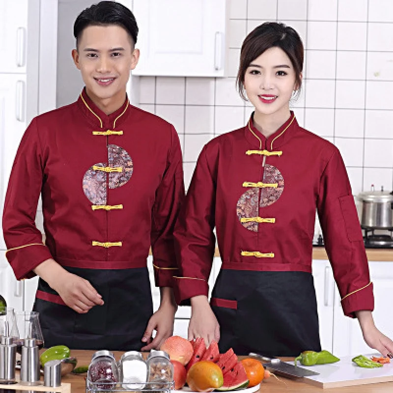 

Chef Uniform Long Sleeve Hotel Work Autumn Winter Clothes Restaurant Ding Room S Kitchen Canteen Men and Women W