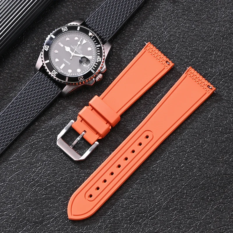 Fkm pulseira 20mm 22mm à prova dwaterproof água fluoro borracha liberação rápida pulseira de relógio para omega seiko para rolex água fantasma pulseira acessórios