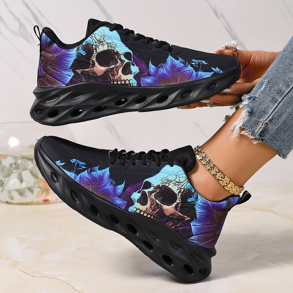 2025 Fashionable Breathable Sports Casual Shoes Anti-Slip Shock-Absorbing Running Shoes Mesh Shoes Halloween Women's Shoes 36-42