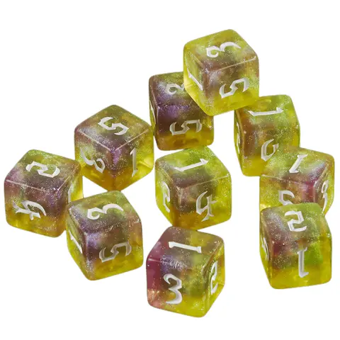 파티 용품 다면체 주사위, 6 면 글리터 D6, 파티 가족 게임 주사위 액세서리, 10 개