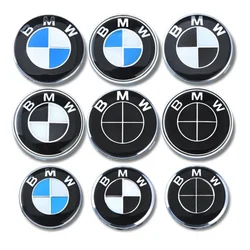 BMW Front Hood Emblem black white Logo 81mm+Rear Badge 74mm+Wheel Hub Cap 68mm+56mm Steering Wheel Sticker 46mm Accessories